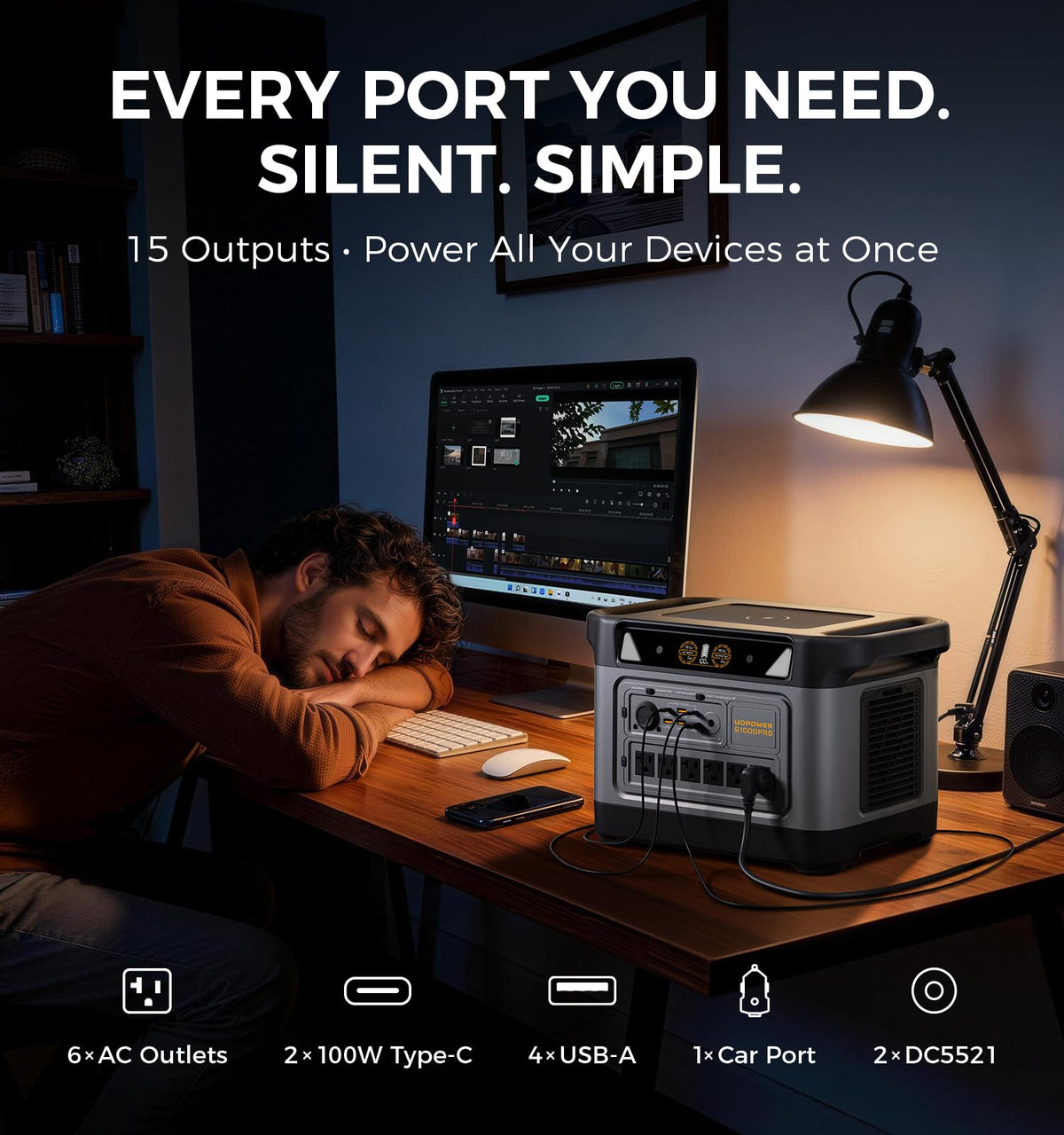 UDPOWER S1000 Pro Portable Power Station, Solar Generator for Home Backup RV Camping, Fast Solar Charging Support