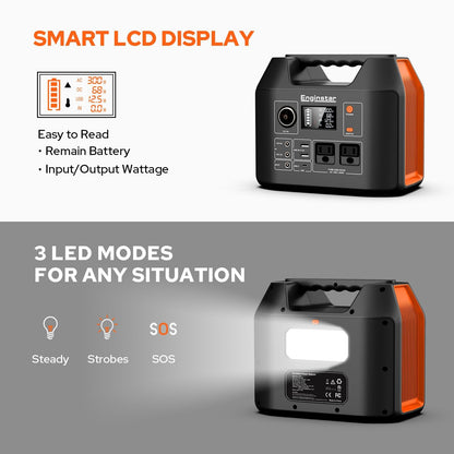 EnginStar Portable Power Station 300W 296Wh Solar Generator