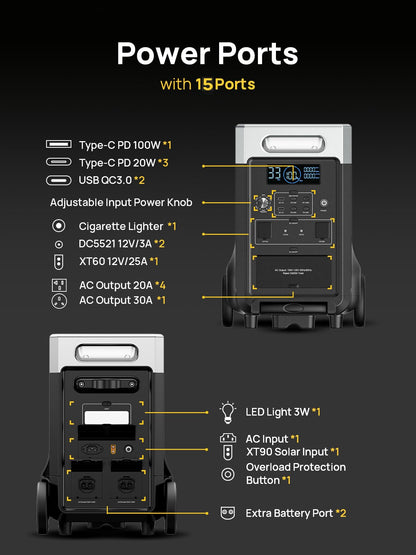AFERIY 3840Wh Portable Power Station,Expandable Solar Generator to 11520Wh