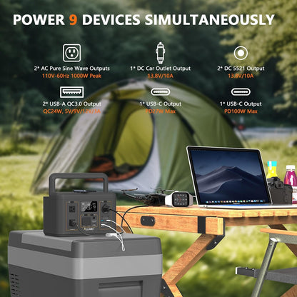 ALLWEI 500W Solar Generator with 100W Solar Panel, 512Wh LiFePO4 Battery