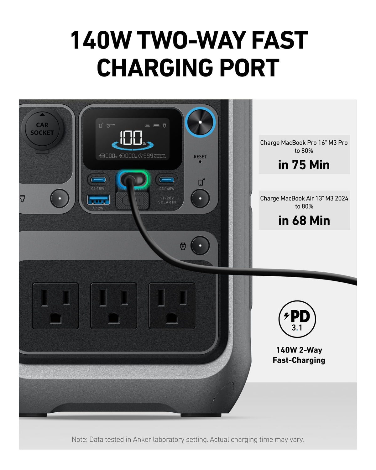 Anker SOLIX C300 Portable Power Station, 288Wh Solar Generator for Camping
